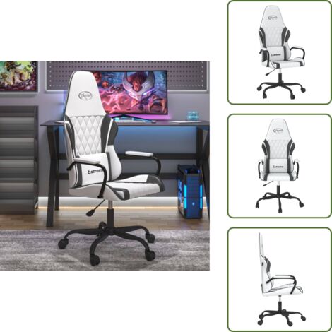 Gaming-Stuhl mit Massagefunktion Weiß und Schwarz Kunstleder - Gaming-Stuhl - Gamer Chair - Bürostuhl - Schreibtischstuhl - Ergonomischer Stuhl (1/5)