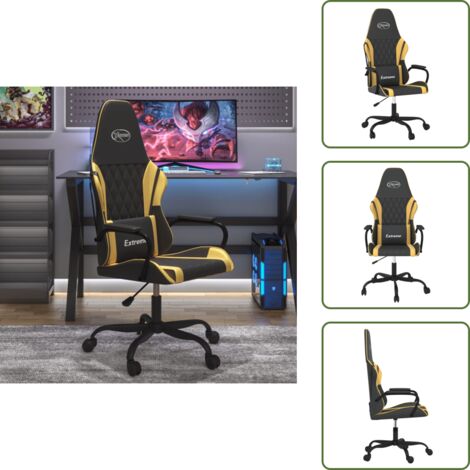 Gaming-Stuhl mit Massagefunktion Schwarz & Golden Kunstleder - Gaming-Stuhl - PC-Stuhl - Gamer Chair - Ergonomischer Stuhl - Schreibtischstuhl (1/5)