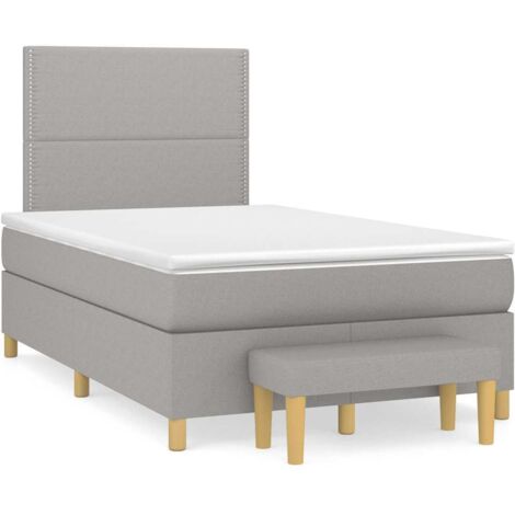 Boxspringbett mit Matratze Hellgrau 120x190 cm Stoff