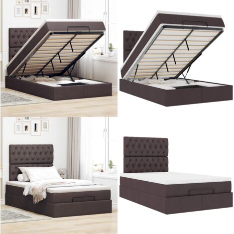 vidaXL Ottoman-Bett mit Matratze Dunkelbraun 120x190 cm Stoff