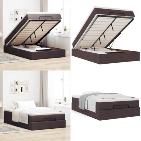 vidaXL Ottoman-Bett mit Matratze Dunkelbraun 120x190 cm Stoff