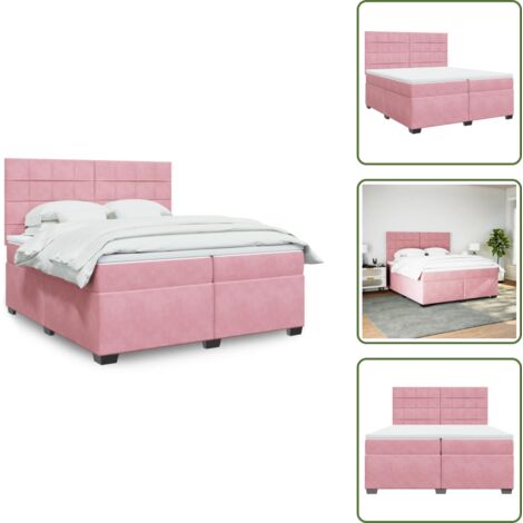 Boxspringbett Rosa The Living Store Boxspringbett mit Matratze Rosa 200x200 cm Samt ...