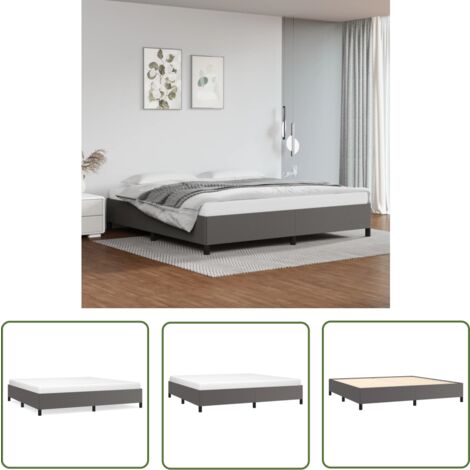 The Living Store Bettgestell Grau 200x200 cm Kunstleder - Bettrahmen - Schlafzimmermöbel - Doppelbett - Kunstlederbett - Modernes Bett (1/5)