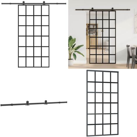 vidaXL Schiebetür mit Beschlag 102x205 cm ESG-Glas & Aluminium (1/5)