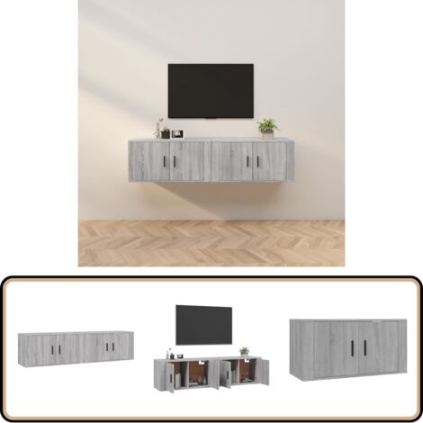 TV-Wandschränke 2 Stk. Grau Sonoma 80x34,5x40 cm - TV-Schrank - Holzwerkstoff Möbel - Wandregal - Wohnwand - Grau Sonoma (1/5)