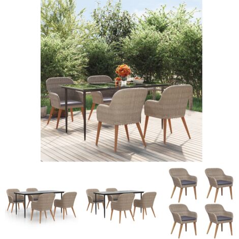 Gartenmöbel - vidaXL 5-tlg. Garten-Essgruppe mit Kissen Braun - Outdoor-Essgruppe (1/5)