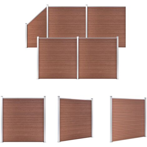 Holz-Kunststoff-Zaun - vidaXL WPC Zaun-Set 4 Quadrate + 1 Schräge 792x186 cm Braun - Aluminium-Zaun
