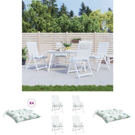 Stoffkissen - vidaXL Stuhlkissen 4 Stk. Blattmuster 40x40x7 cm Stoff - Blattmuster