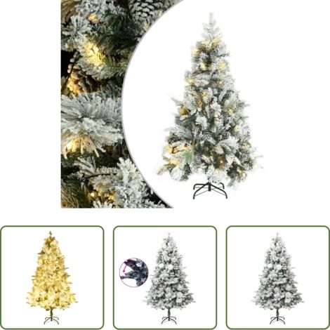 Weihnachtsdeko - Weihnachtsbaum mit Beleuchtung Schnee und Zapfen 195 cm PVC&PE (1/5)