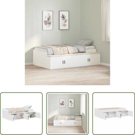 vidaXL Weiß Bettgestell - Bettrahmen mit Schubladen Weiß 80 x 200 cm ...