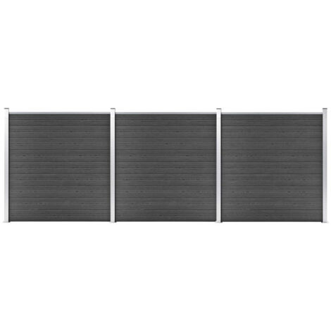 Zaunelement Set WPC 526x186 cm Schwarz