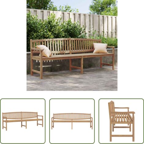 vidaXL Gartenbank mit Armlehnen - Gartenbank 228x59,5x90 cm Massivholz Teak (1/5)