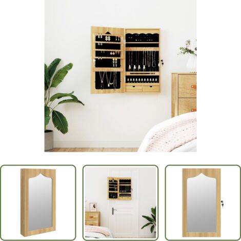 vidaXL Schmuckaufbewahrung - Schmuckschrank mit Spiegel Wandmontage 37,5x10x67 cm (1/5)