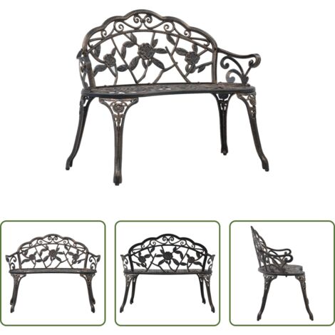 vidaXL Bronzefarben -  Gartenbank 100 cm Aluminiumguss Bronzefarben (1/5)