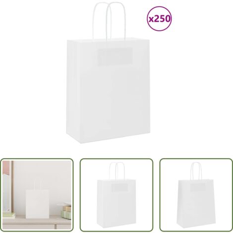 vidaXL Geschenktüten - Papiertragetaschen 250 Stk. mit Henkeln Weiß ...