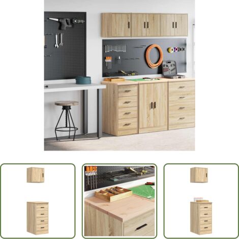 vidaXL Holzschrank - Garagenschränke 2 Stk. Sonoma-Eiche Holzwerkstoff (1/5)