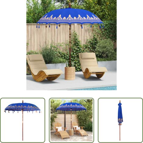 vidaXL Terrasse - Balinesischer Sonnenschirm Blau 215 x 215 x 260 cm (1/5)