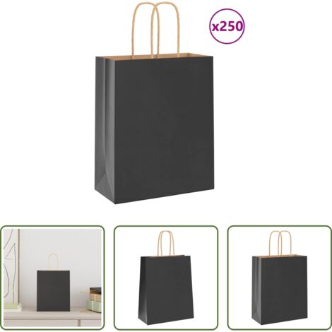 vidaXL Geschenktüten - Papiertragetaschen 250 Stk. mit Henkeln Schwarz ...