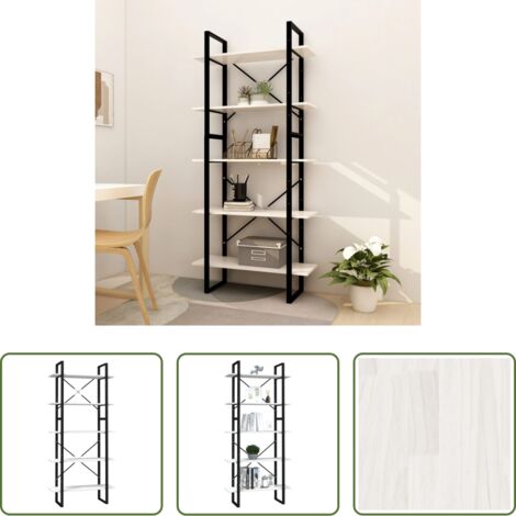 vidaXL Bücherregal 5 Fächer - Bücherregal 5 Fächer Weiß 80x30x175 cm Massivholz Kiefer (1/5)