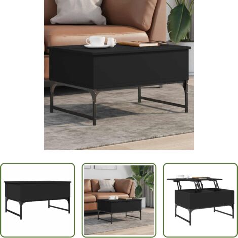 vidaXL Holzwerkstoff - Couchtisch Schwarz 70x50x40 cm Holzwerkstoff und Metall (1/5)