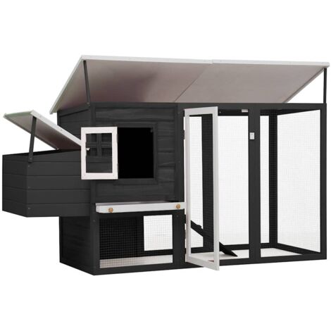Produktbild von IDMarket Hühnerstall Mit Legenest – Aus Holz, 172x64x110 Cm – Für 2-3 Hühner, Wasserfestes Dach, Herausnehmbare Schublade – XXL