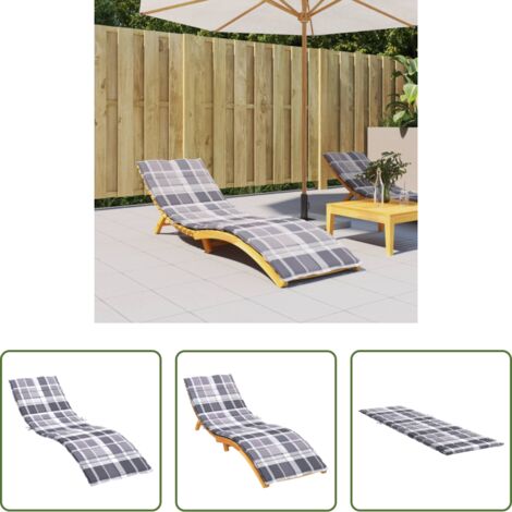 vidaXL Sonnenliegenauflage - Sonnenliegen-Auflage Grau Karomuster 200x70x3 cm Oxford-Gewebe (1/5)