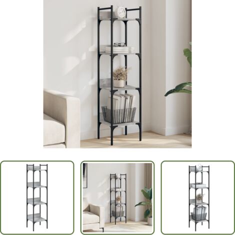 vidaXL Bücherregal Holzwerkstoff - Bücherregal 4 Böden Grau Sonoma 35x30x138,5 cm Holzwerkstoff (1/5)