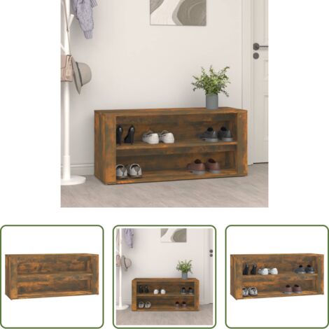 vidaXL Schuhregal Holzwerkstoff - Schuhregal Räuchereiche 100x35x45 cm Holzwerkstoff (1/5)