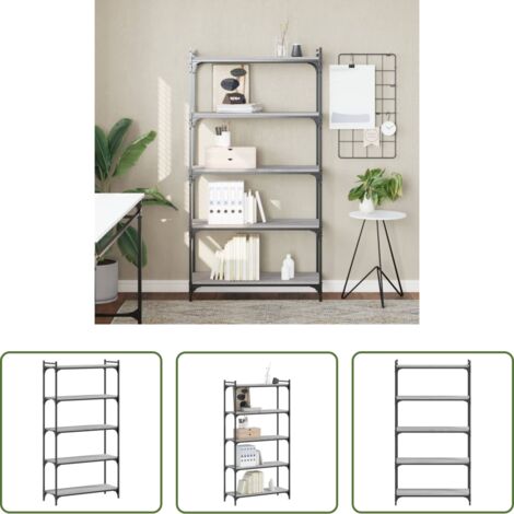 Bücherregal Holz - Bücherregal 5 Böden Grau Sonoma 80x30x154 cm Holzwerkstoff (1/5)