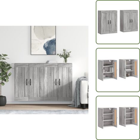 Stauraum - vidaXL Wandschränke 2 Stk. Grau Sonoma Holzwerkstoff - Schrank für Wohnzimmer (1/5)