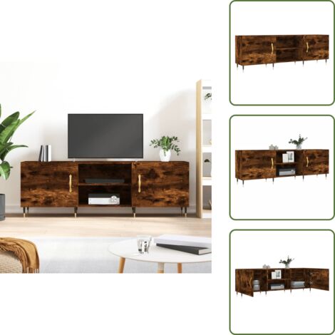 TV-Lowboard Holz - vidaXL TV-Schrank Räuchereiche 150x30x50 cm Holzwerkstoff - TV-Schrank mit Fächern (1/5)