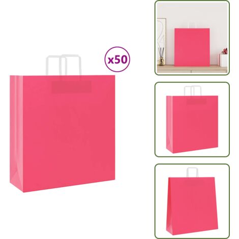 The Living Store Papiertragetaschen 50 Stk. mit Henkeln Rosa 45x17x48 ...