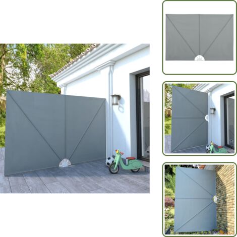 The Living Store Faltbarer Terrassen-Seitenfächer Grau 300×200 cm - Balkon-Sichtschutz