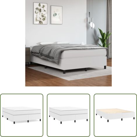 Matratze - Boxspringbett mit Matratze Weiß 140x200 cm Kunstleder (1/5)