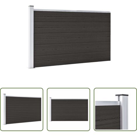 vidaXL Holz Kunststoff Zaun -  Zaunelement WPC 175x105 cm Schwarz