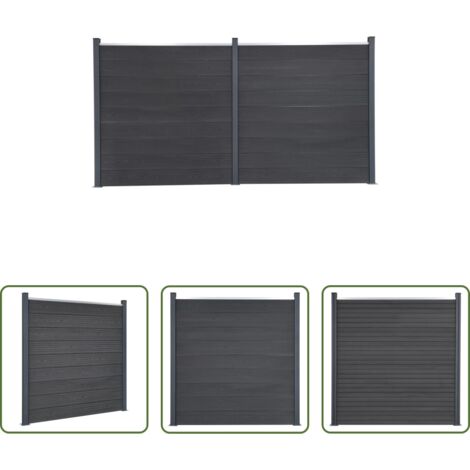 vidaXL WPC -  Zaunelement-Set Grau 353x186 cm WPC