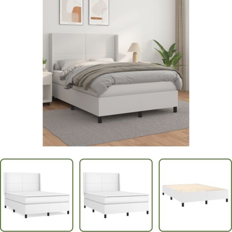 vidaXL Weißbett - Boxspringbett mit Matratze Weiß 140x200 cm Kunstleder (1/5)