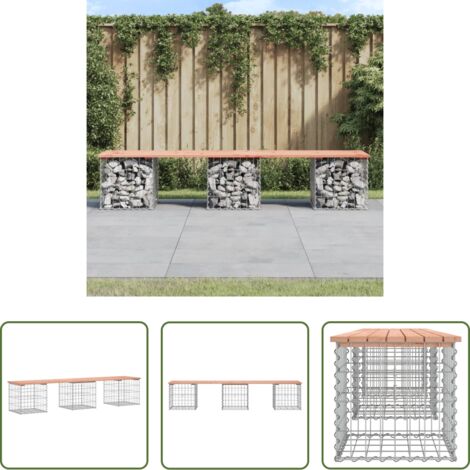 Douglasie - Gartenbank aus Gabionen 203x44x42 cm Massivholz Douglasie (1/5)