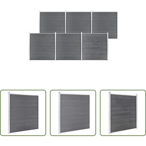 vidaXL Holz-Kunststoff-Verbundplatte -  Gartenzaun WPC 1045x186 cm Grau