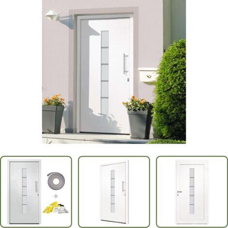 Haustür PVC -  Haustür Aluminium und PVC Weiß 100x200 cm