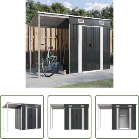 Schleppdach - Gartenhaus mit Schleppdach Anthrazit 277x107x181 cm Stahl (1/5)