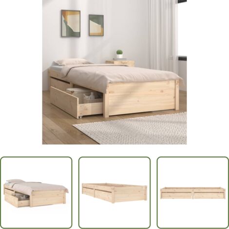 vidaXL Kiefernholzbett - Bett mit Schubladen 90x190 cm