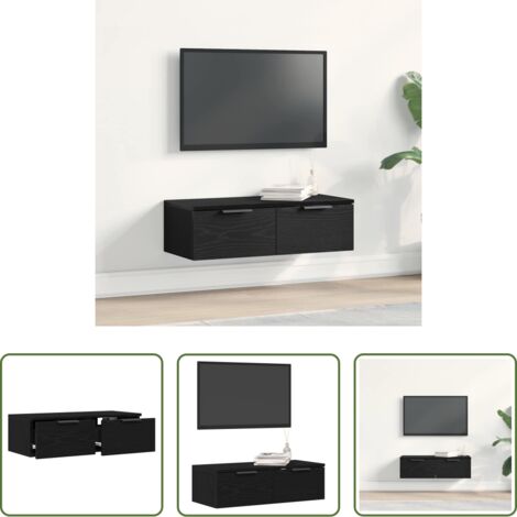 Holzwerkstoff - Wandschrank Schwarz Eichen-Optik 68 x 30 x 20 cm Holzwerkstoff (1/5)