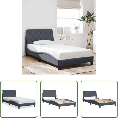 vidaXL Samt - Bettgestell ohne Matratze Dunkelgrau 100x200 cm Samt (1/5)