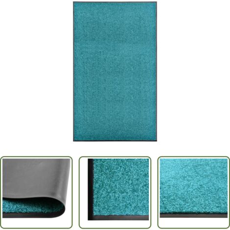 vidaXL Innen- und Außenfußmatte - Fußmatte Waschbar Cyan 90x150 cm (1/5)