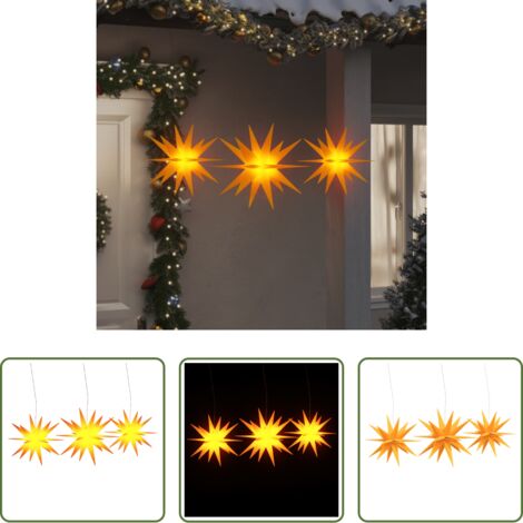 vidaXL Weihnachtsdekoration - LED-Weihnachtssterne 3 Stk. Faltbar Gelb