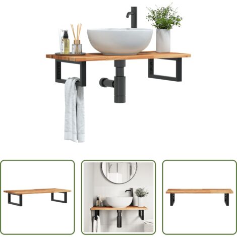Waschbeckenregal -  Waschbeckenregal Wandmontage Stahl und Akazienholz