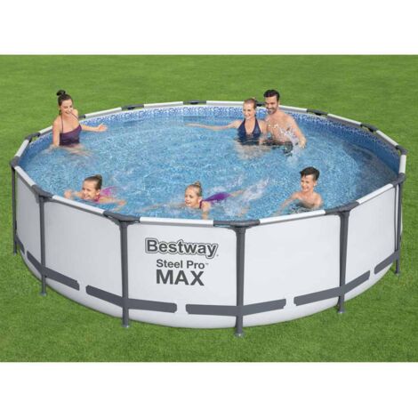 Steel Pro MAX™ Frame Pool Komplett-Set mit Filterpumpe Ø 427 x 107 cm, lichtgrau, rund (1/5)