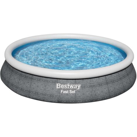 Fast Set™ Aufstellpool-Set mit Filterpumpe Ø 457 x 84 cm, Rattan-Optik (Schiefergrau), rund (1/5)