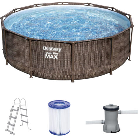 Bestway 56709 Steel Pro Max Pool Frame Pool Set Rattanoptik Framepool 366x100 cm (1/5)